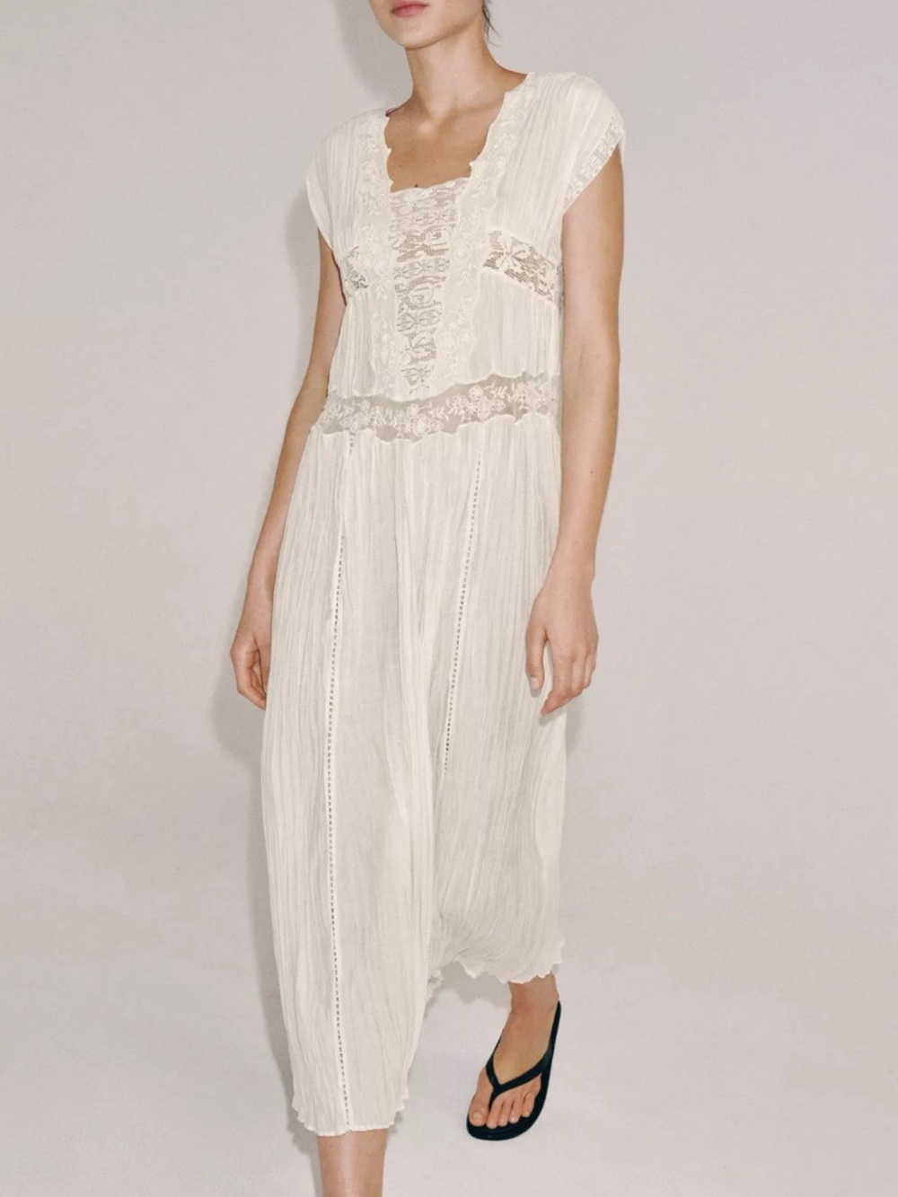 Zara Women's Cream Lace-Trim Dress